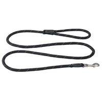 Rogz Classic Rope Genuine Leather Cuffs Dog Lead Black Medium