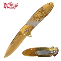 Dark Fantasy Blades Gold Bear Stainless Steel Folding Knife (K-DF-9036-5NS)