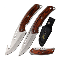 Elk Ridge Pakkawood Hunting Knife Set w/ Combo Sheath (K-ER-054BR)