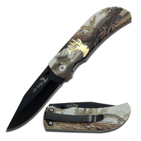 Elk Ridge Brass & Camo Pocket Knife 89mm Closed Length (K-ER-118CA)