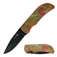 Elk Ridge Camo Folding Knife w/ Pink Trim 78mm Closed Length (K-ER-120)