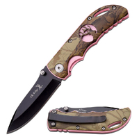 Elk Ridge Pink & Camo Pocket Knife 155mm Open Length (K-ER-134CA)