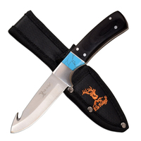 Elk Ridge Black Pakkawood Gut Hook Skinner Knife 173mm (K-ER-200-08BL)