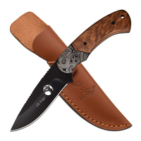 Elk Ridge Brown Handle Fixed Blade Knife w/ Sheath 203mm (K-ER-200-09BR)