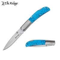 Elk Ridge Stainless Steel Folding Knife POM Handle Blue (K-ER-2006BL)