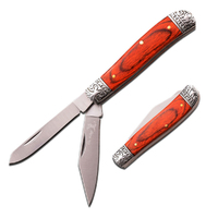Elk Ridge Twin Blade Gentlemens Brown Wood Knife 89mm Closed Length (K-ER-220DB)