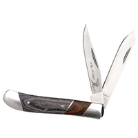 Elk Ridge Twin Blade Gentlemens Black & Natural Wood Knife (K-ER-220MMP)