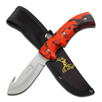 Elk Ridge Gut Hook Skinner Knife Red Camo w/ Sheath 222mm (K-ER-274RC)