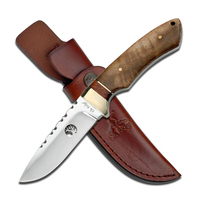 Elk Ridge Burl Wood & Nickel Silver Knife w/ Sheath 216mm (K-ER-304WD)