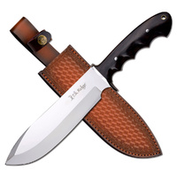 Elk Ridge Black Wood Knife incl Leather Sheath 355mm (K-ER-438PBK)