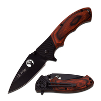 Elk Ridge Wood & G10 Handle Pocket Knife 114mm Closed Length (K-ER-566BPW)