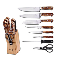 Elk Ridge Kitchen Knife Set 9pcs w/ Wood Block (K-ER-929)