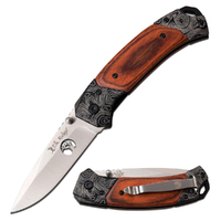 Elk Ridge Brown Pakkawood Handle Pocket Knife 197mm (K-ER-940ST)