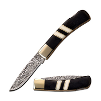 Elk Ridge Damascus Black & White Pocket Knife 76mm Closed Length (K-ER-951WBCB)