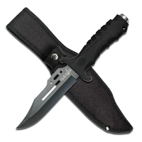 Survivor Black Rubber Handle Knife w/ Sheath 267mm (K-HK-1036S)