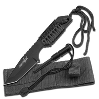 Survivor Knife with Paracord & Firestarter Black 178mm (K-HK-106320B)
