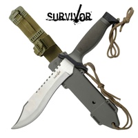 Survivor Olive Reverse Sawback Stainless Steel Serrated Knife (K-HK-6001S)