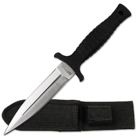 M-Tech USA Rubber Handle Stainless Steel Dagger Silver 229mm (K-MT-097SL)