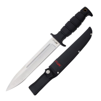 M-Tech USA Black Rubber Handle Fixed Blade Knife w/ Sheath (K-MT-20-69SL)