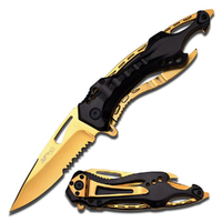 M-Tech USA Gold Half Serrated Stainless Steel Pocket Knife (K-MT-705BG)
