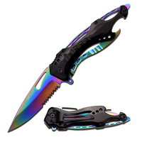 M-Tech USA Rainbow Half Serrated Pocket Knife 114mm Closed Length (K-MT-705RB)