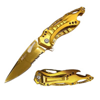 MTech USA Mirror Gold Pocket Knife Black Aluminium Handle (K-MT-A705GDNS)