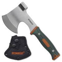 Outdoor Life Camp Axe Rubber Green & Orange Handle 230mm (K-OL-AXE001OGN)