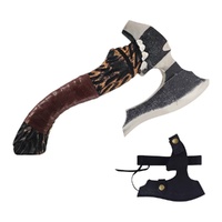 Old Ram Medieval Warrior Viking Tomahawk Leather Wrapped Etched Ash Wood Handle