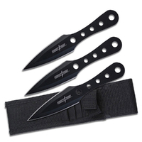 Perfect Point Black Stainless Steel Throwing Knife Set 165mm (K-PP-022-3B)