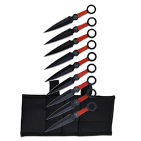 Perfect Point Red Rope Throwing Knives 9 Piece 159mm (K-PP-060-9)