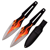 Perfect Point Orange Fire Flame Throwing Knives w/ Sheath 228mm (K-PP-108-2F)