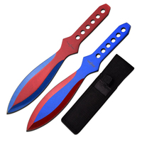 Perfect Point Red & Blue Electro Plated Throwing Knives w/ Sheath (K-PP-109-2)