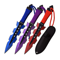 Perfect Point Blue Purple & Red Throwing Knives w/ Sheath 190mm (K-PP-110-3MC)