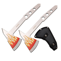 Perfect Point Flame Printed Throwing Axes 2pcs w/ Sheath (K-PP-120-2FL)