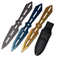 Perfect Point Silver Blue & Yellow Thrower Knives w/ Sheath 177mm (K-PP-120-3)