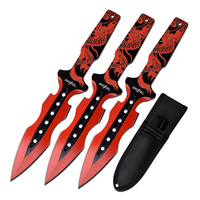 Perfect Point Red Dragon Throwing Knives 3pcs w/ Sheath (K-PP-122-3RD)