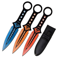 Perfect Point Blue Orange & Red Skull Throwers Knives w/ Sheath (K-PP-123-3)