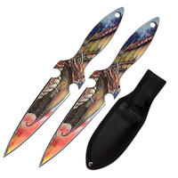 Perfect Point Dragon Printed Throwing Knives w/ Sheath 190mm (K-PP-128-2DR)