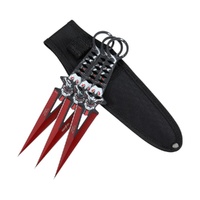 Perfect Point Red & Black Devil Stainless Steel Throwing Knives Set of 3