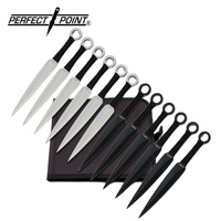 Perfect Point Black & Silver Throwing Knives 12 Pack (K-RC-086-12)