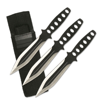 Perfect Point Silver & Black Throwing Knives 203mm 3pcs (K-RC-136-3)