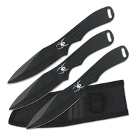 Perfect Point Spider Print Black Throwing Knife Set w/ Sheath (K-RC-1793B)