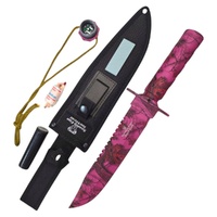 Snake Eye Purple Handle Stainless Steel Survival Kit Knife 343mm
