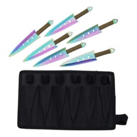 Snake Eye Rainbow Stainless Steel Throwing Knives 165mm 6 Pack