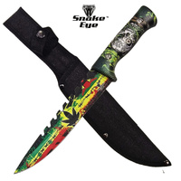 Snake Eye Skull & Leaf Stainless Steel Sawback Knife 330mm (K-SE-1865-7)