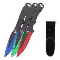 Snake Eye Red Blue Green Stainless Steel Throwing Knives 3 Pack