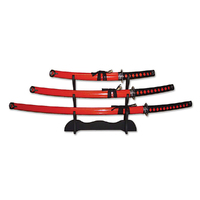Blades USA Samurai Sword Set with Display Stand 3pcs (K-SW-68R4)