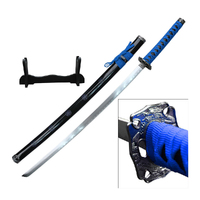 Powa Beam Blue Carbon Steel Samurai Katana Blue Cord Wrapped Handle (K-SW-72BL)