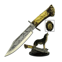 Master Cutlery Blade Collectible Knife w/ Wolf Resin Stand (K-WC-31W)