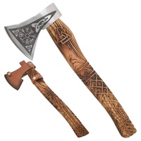 Medieval Warrior Viking Axe Etched Ash Wood Handle incl Leather Sheath